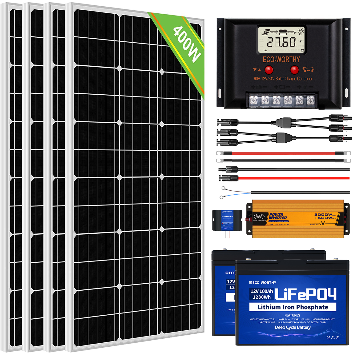 Kit completo de panel solar fuera de la red de 400 W 12 V