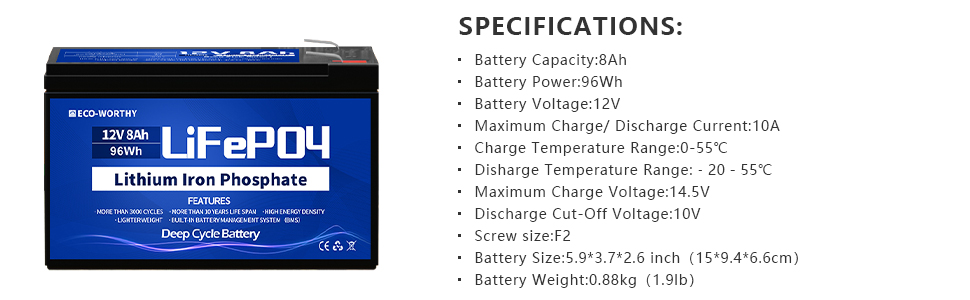 Batería LiFePO4 de 24 V y 120 Ah de ciclo profundo, batería recargable de  litio y fosfato de hierro BMS integrada protege la carga y descarga de alto